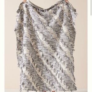 Anthropologie Jorja Textured Fringe Throw Blanket 50x60 Black White Cotton‎